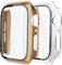 Fengyiyuda 2 Stück Hülle Kompatibel mit Apple Watch 38/42/40/44mm mit Anti-Kratzen TPU Displayschutz Schutzfolie,360°Schutzhülle für iWatch Series 6/5/4/3/2/1/SE,2 Stück,Light Gold/Clear,44mm