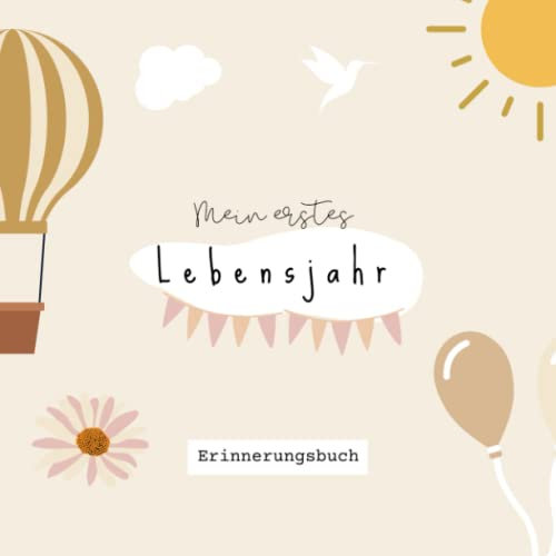 Nālā daily | Erinnerungsbuch Mein erstes Lebensjahr: Babytagebuch für die ersten 12 Monate - 22 x 22 cm (schwarz/weiß)