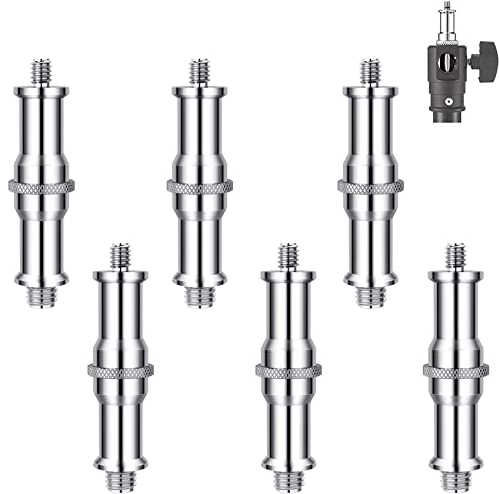 Selens 6 Pcs Standard 3/8 to 1/4 Adapter Thread Screw Spigot Stud Metal Male Convertor for Light Stand Tripod Monopod Photo Studio Hot Cold Shoe Mount Ball Head Flash Lighting Receiver Trigger