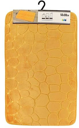 Tendance - Tapis memoire de Forme Microfibre Galet 50x80cm - Moutarde