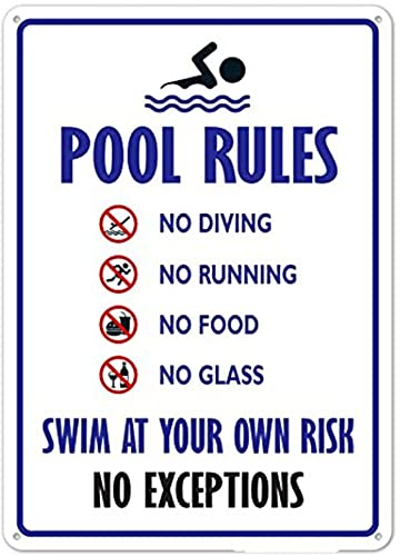 TopHomer Schwimmbad Regeln, 20 x 30 cm Schild Pool Rules Schild Warnschild Outdoor Wandkunst
