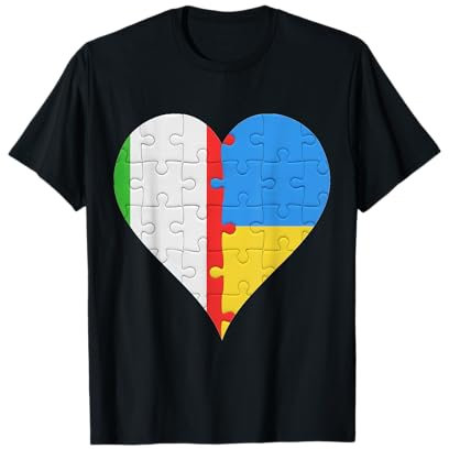 Bandiera ucraina italiana cuore Italia Ucraina Maglietta