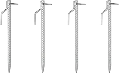 Set 4X Bodenanker Sturmanker 41cm Ø18mm Stahl mit Öse & Haken Hering Zelthering Camping