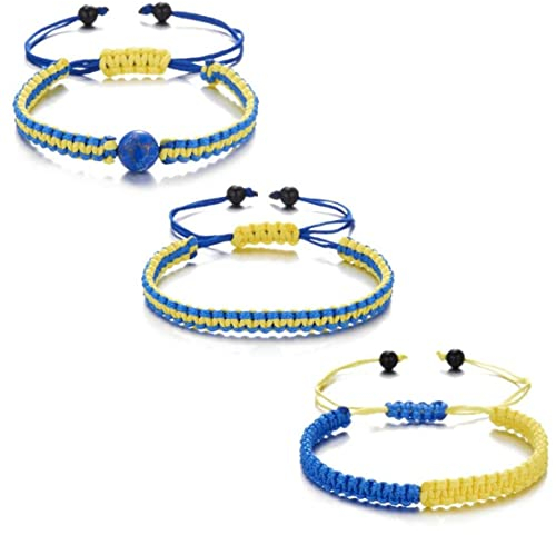 Ppmter Ukraine Armband Steinperlen Anhänger, 3 Stück Einstellbar Handgemachtes Weberei Ukraine Freundschaft Armbänder Schmuck Geschenk Für Männer Frauen