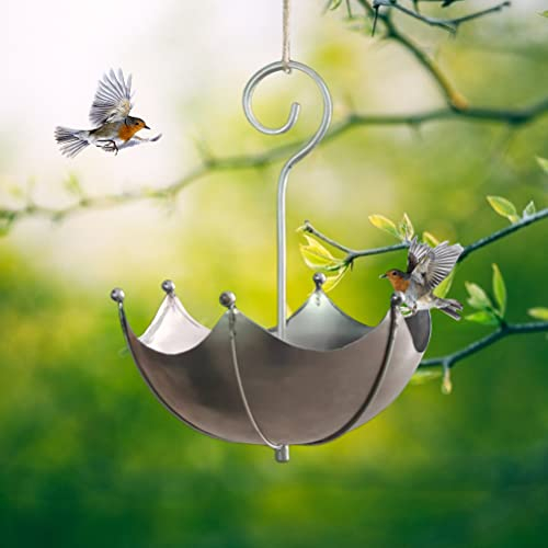 SUPYINI Vogeltränke,Regenschirm Förmiger Vogel Futterstelle, Metall Retro Vogelhäuschen Vogelbad, Hängendes Vogelhäuschen draußen, Garten, Hofdekoration