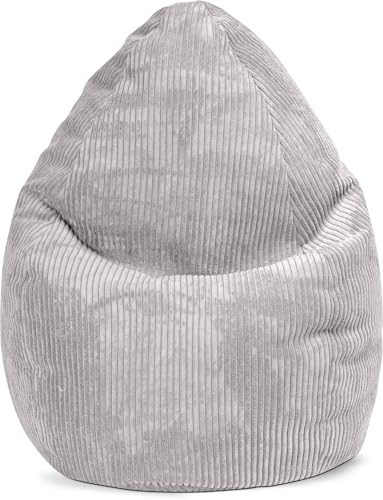 Sitting Point by Magma BeanBag Shara XL Sitzsack aus Flauschcord - 70x110cm, Hülle waschbar, grau, Oeko-TEX®-Zertifiziert