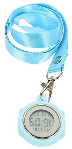Mipcase Uhr Digital Taschenuhr Leuchtend Blau Silikon Hülle Lanyard Arzt Fob Uhr Umhängeuhr Kitteluhr Werkzeug für Ärzte Krankenschwestern Sanitäter Krankenpfleger