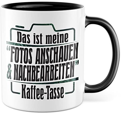 Tasse Fotograf Geschenk, Das ist meine Fotos anschauen & nachbearbeiten Kaffee-Tasse Geschenkidee Kaffee-Becher Tasse mit Spruch lustig Kameramann Kamera-Liebhaber (Weiß/Schwarz)