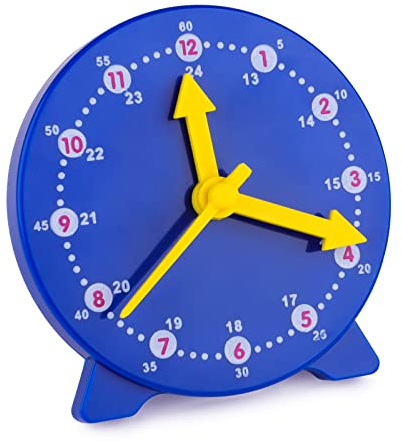camelize Uhr Lernen,Kinder Lernspiel Uhr,Zeitunterrichts- und Demonstrationsuhrmodell, Lernressourcen für Kinder in der frühen Bildung, 4 Zoll 12/24 Stunden ab 4 Jahren(Dunkel Blau)