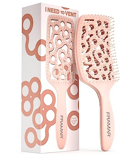 FRAMAR Sekt Haarbürste Ohne Ziepen - Haarbürsten, Haarbürste Föhn, Haarbürste Zum Föhnen, Haarbürste Damen, Wet Hair Brush, Entwirrbürste Lange Haare, Bürste Zum Föhnen, Vent Bürste, Bürste Haare