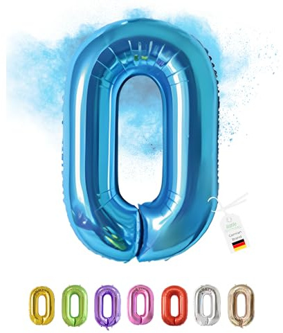 LITTLE BIRTHDAY | Zahlen Luftballon | Folienballon | Helium Gas Balloon Ballon | 101 cm | 0 1 2 3 4 5 6 7 8 9 in vielen Farben | Geburtstag | Kindergeburtstag | Deko | blau 0