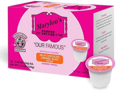 Marylou’s Coffee - Decaf Milky Chocolate Caramel Blast Flavored Coffee, Delicious Medium Roast Gourmet Coffee, 1 Count (12 Single Serve Cups)