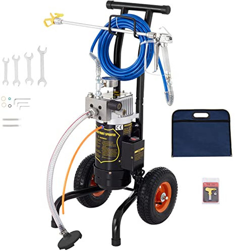 VEVOR Máquina de pulverización sin Aire 1,2 HP 900 W Pistola de Pintura 1,9 L/min Pulverizador eléctrico Control de Flujo Ajustable con Manguera de 15 m para Pintura Interior Exterior