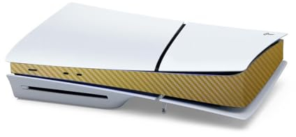 Console Skin Cover Sticker For PS5 Slim,Host Center Decals Carbon Fiber Cover Wrap Sticker PVC Protection Strip Film Game Console Accessories (Carbon Fiber Gold)