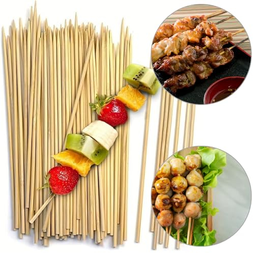 GreenMingle 300 Pcs 25cm Length / 3mm Diameter Wooden Skewers Durable Bamboo Sticks - Great for BBQ, Fruits Kebab, Cake Topper, Chocolate Fountain, Decorations and Crafts