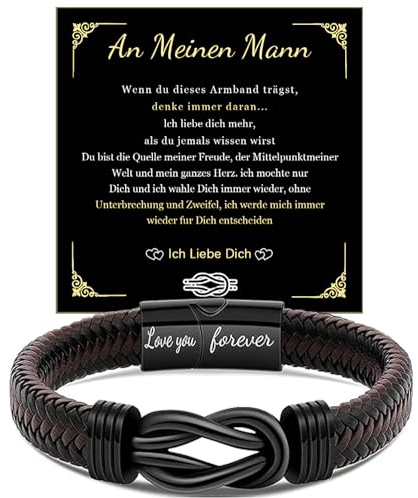 Vatertagsgeschenk Geschenk FüR MäNner Mit Gravur,Gewebtes Leder Armband Papa,Armband Mit Name MäNner Schmuck Das Beste Geschenk FüR Papa Geschenke FüR Vater Geburtstag Hochzeitstag (An meinen Mann)