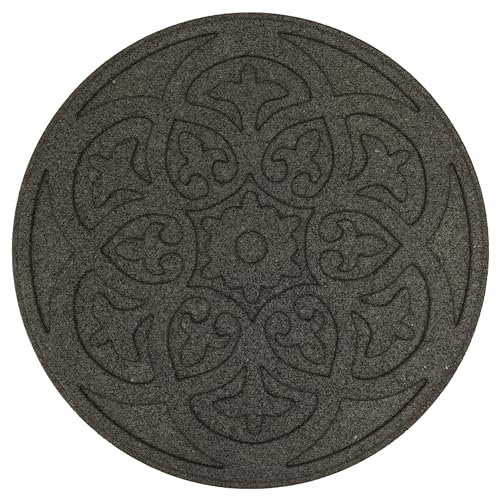 bepco Lot de 4 dalles de jardin, dalles de jardin, plaque de marche, en caoutchouc (lot de 4 pierres décoratives, en caoutchouc recyclé, diamètre 45,8 x 1,8 cm, marron) TS HB 4