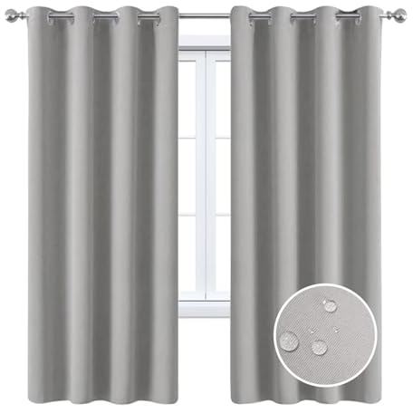 Gluhbirnen 1*Outdoorvorhänge, Outdoor Vorhang Wetterfest mit Ösen, Sonnenschutz Vorhang, Vorhänge Blickdicht, Geeignet für Pergola/Garten/Pavillon, Hellgrau, 132 * 160CM