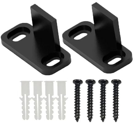 2 Stück POM-Kunststoff in T-Form ohne Nut, verstellbare Schiebetür for Scheunentür, Bodenführung, Führungsrolle, Möbelbeschläge mit Schrauben (Color : Black)