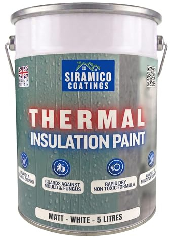 SIRAMICO COATINGS I Thermal Insulation Paint I 5 Litres - Matt White I Provides Thermal Insulation to Painted Surfaces