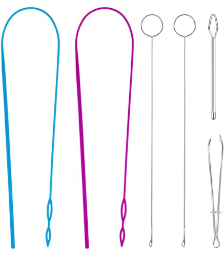 Giantree 6 Stück Nähschlaufen Set, Kordel Einfädelhilfe einfädelhilfe für nähnadeln Durchziehnadel Elastische Kordel Stahl Einfädler für Stickerei, Nähen, Sicken, DIY Handwerk, Stricken