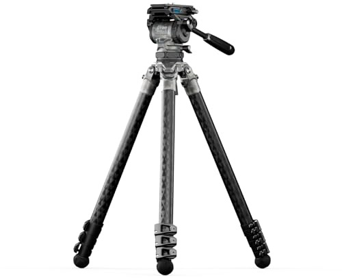 Tilta Video Kamera Stativ mit 75mm Bowl Cine Fluid Kopf mit 3-stufigen Carbonfaser-Stativbeinen Max. Belastung 8KG, Hochbelastbares Stativ für DSLR Kamera Camcorder – Snow Camo TT-CT08-75-SC
