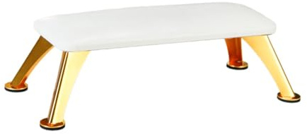 Milageto Repose-main pour Outil de Manucure d'Ongles, Accessoires d'Outils de Nail Art Portables, Tapis de Table à Ongles, Repose-main de Manucure pour Salons, Blanc avec Pied Doré