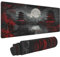 Japanisches Mauspad, XXL, 80 x 30 cm, schwarz-rotes Design-Stil, erweitertes großes Gaming-Mauspad, Tastatur, Schreibtischunterlage, rutschfeste Gummiunterseite, genähte Kanten, für Heimbüro