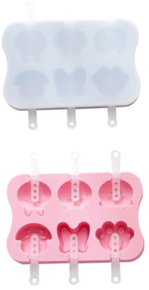 COLLBATH 2juegos Moldes De Silicona Para Hacer Paletas Molde De Helado Varillas Tapas Compacto Ligero