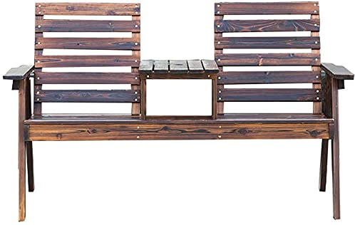 QUSYZD Outdoor-Bänke, Parkbank, Outdoor-Tische und Stühle aus massivem Holz, korrosionsbeständige Holz-Loungesessel mit doppelter Lehne und Tischen, Balkon