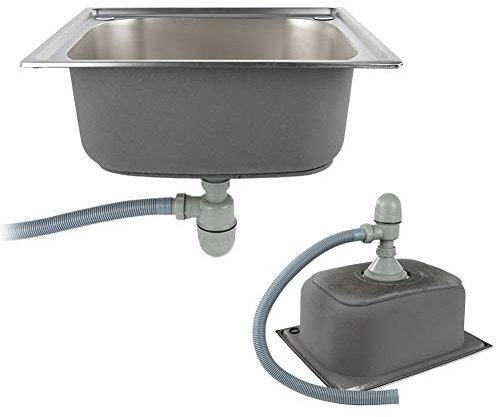 Willonin Évier de Cuisine en Inox,Évier de Cuisine en Acier Inoxydable 1 Bac Inox avec Raccords de Vidange,Evier à Encastrer,Downcomer en acier inoxydable 201+ plastique (50 * 40 * 20 cm)