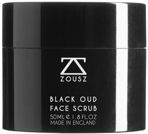 ZOUSZ Gommage Visage Homme au Charbon Actif et Oud Noir – Exfoliant Doux, Hydratant et Purifiant pour Peau Grasse – Soin Visage Homme 50 ml