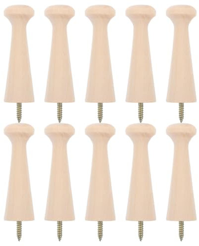 KFSCIP 10 PCS Coat pegs, Wooden Hooks, Wooden Shaker Peg Screw-on Shaker Pegs Solid Unfinished Wood Shaker Racks for Hanging Coat Hat Bags and More DIY Paint Color