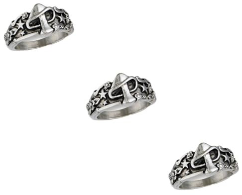 TENDYCOCO 3 Stk Pilzsternring vintage rings handschmuck star earrings Überraschungsring Pilzring Persönlichkeitsring kleiner für Stilvoller mann Legierung Silver