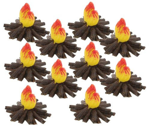 NUSITOU 10 Pièces Ornements De Décoration De Feu Faux Feu Flamme Miniature Mini Ornement De Feu Foyer De Table Décoration De Feu De Joie Mini-cheminée Faire Semblant De Feu De Camp Résine