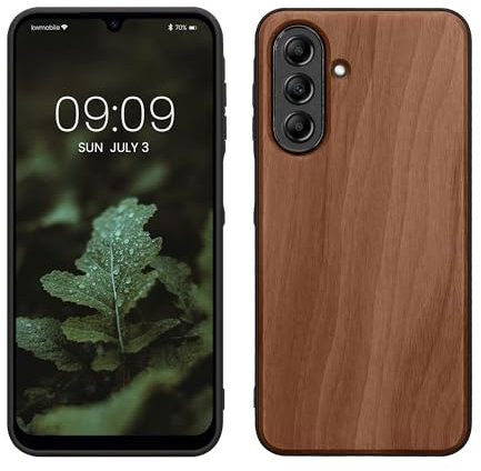 kwmobile Hülle kompatibel mit Samsung Galaxy A26 5G Hülle - Holz Case - stoßfestes Handy Cover - TPU Handyhülle in Dunkelbraun