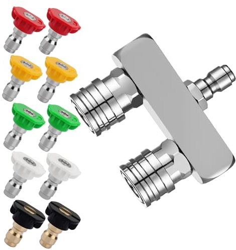 Buse de Nettoyeur Haute Pression, Pressure Washer Nozzle 2 en 1 Double Turbo Nettoyeur Haute Pression avec 10 Buses de Nettoyage Haute Pression, Raccord Rapide 1/4 , 5000 PSI