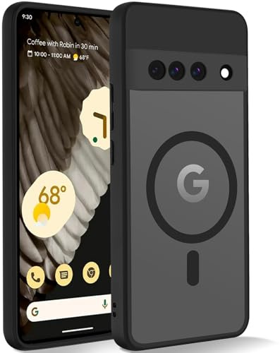 Coiwxmoi Magnetisch Hülle für Google Pixel 7 Pro 5G 6.7, Kompatibel mit Magsafe, Matt Transluzente Handyhülle Anti-Fingerabdruck PC Rückseite + TPU Silikon Schutzhülle für Pixel 7 Pro, Schwarz