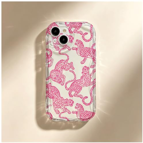 Compatibile con iPhone 6/iPhone 6s | Cover Silicone Cremoso Morbido Antiurto Motivo Leopardo Rosa Cartoonesco