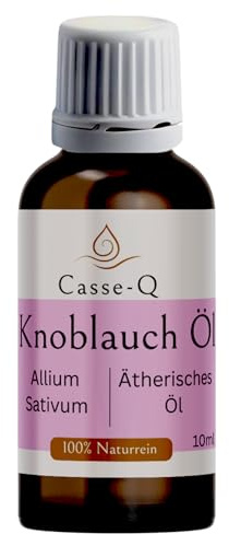 Casse-Q Knoblauchöl, 100% Naturreines Ätherisches Öl, Allium Sativum, Wasserdampfdestilliert, Für Aromatherapie und Immunsystem, 10 ml