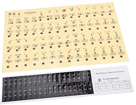 ARTSEWPLY Piano Keyboard Aufkleber ohne Kleber Tasten Farbig Abnehmbar Anfänger Lernhilfe Praktisch Langlebig Klavier Noten Sticker zum Schnellen Erlernen der Tastatur