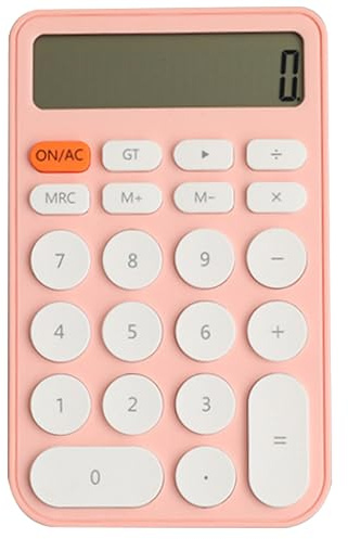 Denash -Taschenrechner, 12 Ziffern Tragbarer Solar -Batterie -Taschenrechner mit LCD -Display, Süßigkeitenfarben -Desktop -Taschenrechner für Schulbürohaus (PINK)