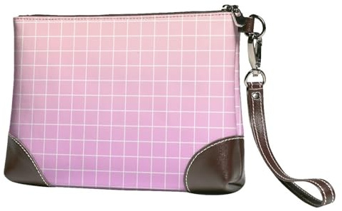 TZTTZT Pochette da polso da donna, con stampa a griglia, rosa, pesca, ombré