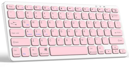 TaIYanG Bluetooth Keyboard for iPad Wireless Keyboard Compatible with iPad 10th/10.2(9th/8th/7th Generation), Air 5th/4th, Pro 11/12.9, 9.7, Mini and All Bluetooth Devices (Light Pink)