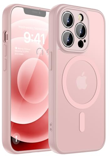 KPPIT Magnetisch für iPhone 12 Pro Hülle 6,1 Zoll Kompatibel für Magsafe,[Militärnorm Schutz Handyhülle] Durchscheinende Matt Kratzfeste Rückseite Schutzhülle Hülle für iPhone 12 Pro Case, Rosa