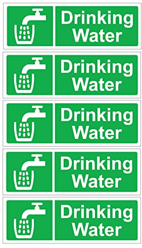 Pack of 5 Drinking Water Notice Self Adhesive Stickers Safety Signs Business 150 by 50mm Each