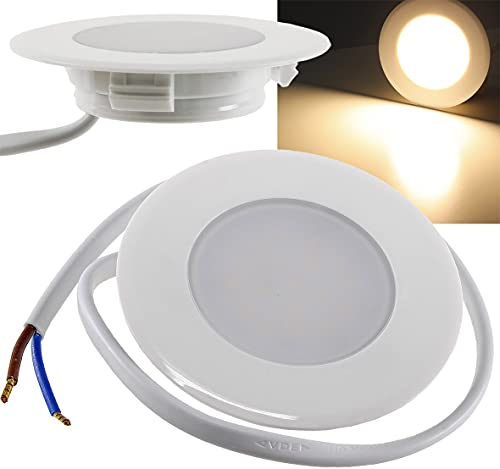 ChiliTec LED Einbauleuchte Treppenlicht 230V Stufenleuchte für Unterputz Dosen 2Watt 230Lumen Leuchte für 60mm UP-Dosen Stufenbeleuchtung Schraubenlose Montage Warmweiß