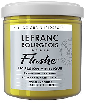 Lefranc Bourgeois Flashe, Extra-Fine Acrylic Vinyl Emulsion, Artists Quality, Stil De Grain Green Iridescent, 125ml Pot