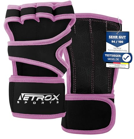 NetroxSports - Trainingshandschuhe mit Handgelenkbandage für Krafttraining Kraftsport - Fitness Handschuhe Gym mit Handgelenkschutz Herren & Damen - Sporthandschuhe Fitnesshandschuhe Sport Training