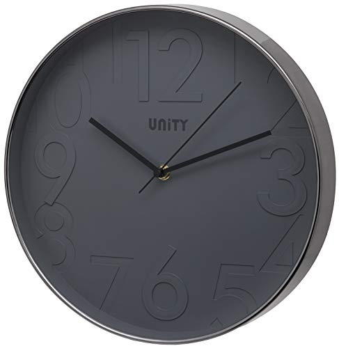 Orologio da parete Unity, Clifton, numeri in rilievo, grigio, scansione silenziosa, 30 cm